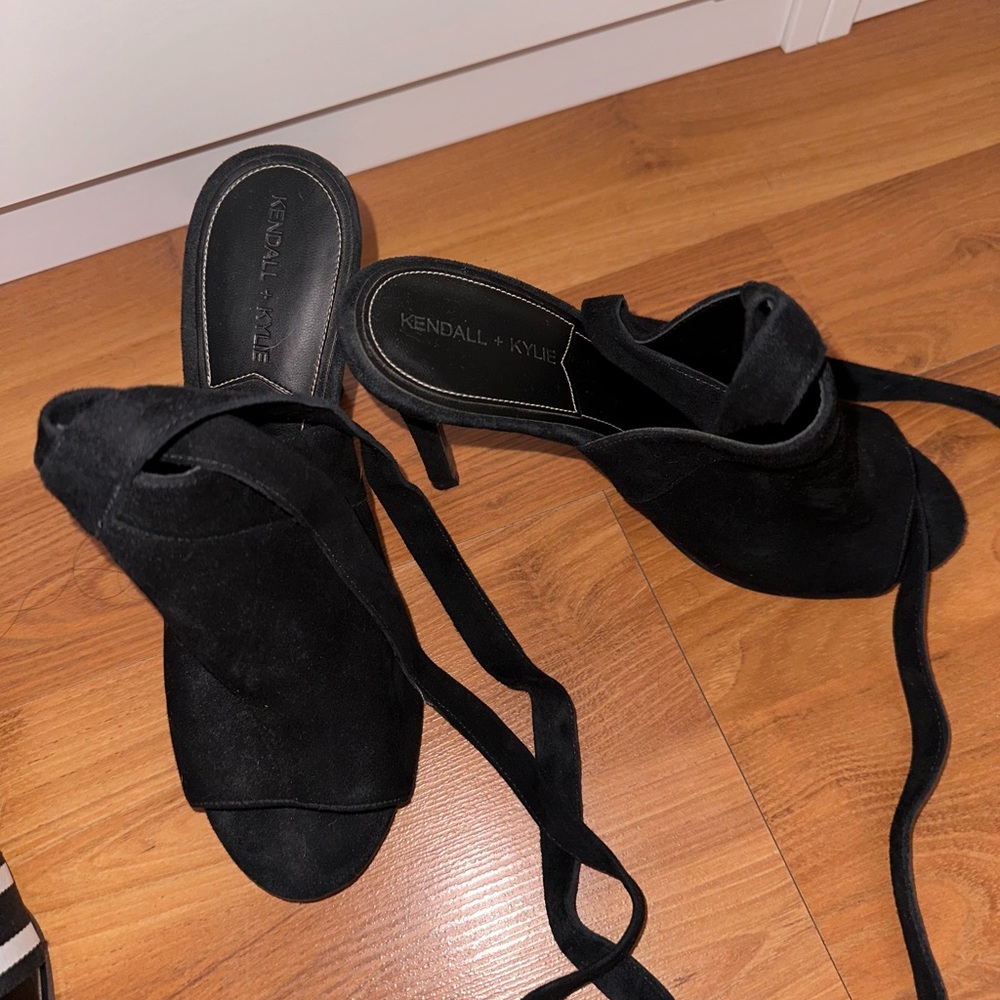 Kendall + Kylie Black Suede Tie Up Heels